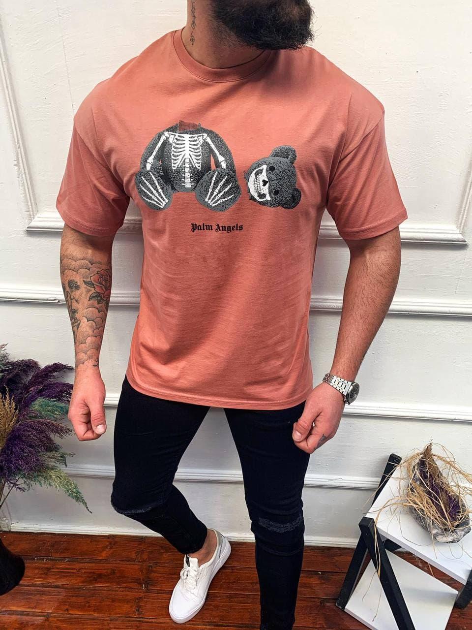 Чоловіча футболка Palm Angels M772 жовтогаряча, фото 1