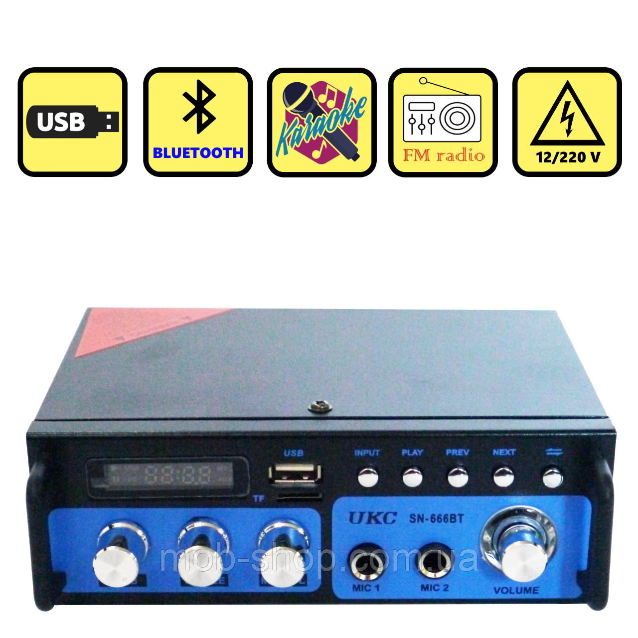 Підсилювач звуку UKC SN-666BT USB FM радіо MP3 Bluetooth домашній підсилювач звуку з юсб
