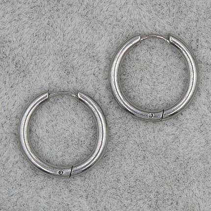 Серьги кольца конго серебристого цвета 21 мм из медицинской стали от Stainless Steel Застежка кольцо, фото 1