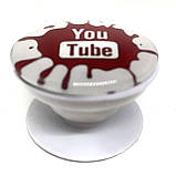 Тримач (попсокет) для телефону YouTube клякса біло-червоний, фото 2