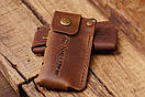 Брелок монетниця з натуральної шкіри для монет коричнева DIVISION дрібничниця, фото 3