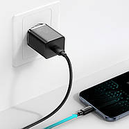 Блок живлення для швидкої зарядки Type-C BASEUS 20W PD3.0 QC3.0 Super Silicone PD Charger МЗП (чорний), фото 6
