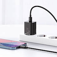 Блок живлення для швидкої зарядки Type-C BASEUS 20W PD3.0 QC3.0 Super Silicone PD Charger МЗП (чорний), фото 7