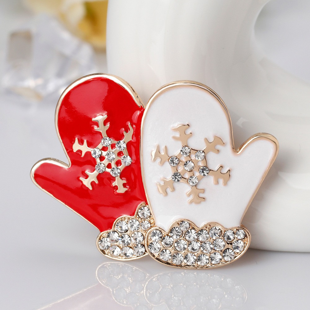 Брошка новорічна Рукавички, унісекс «Christmas mittens» різдвяна