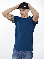 Чоловіча однотонна футболка 19001морська хвиля