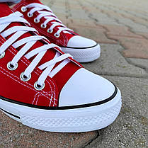44 р Червоні чоловічі кеди конверси на білій підошві converse літні тканинні кросівки, фото 3