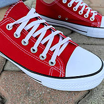 44 р Червоні чоловічі кеди конверси на білій підошві converse літні тканинні кросівки, фото 5