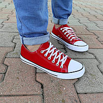 Червоні чоловічі кеди конверси на білій підошві converse літні тканинні кросівки, фото 3