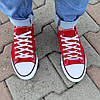 44 р Червоні чоловічі кеди конверси на білій підошві converse літні тканинні кросівки, фото 9