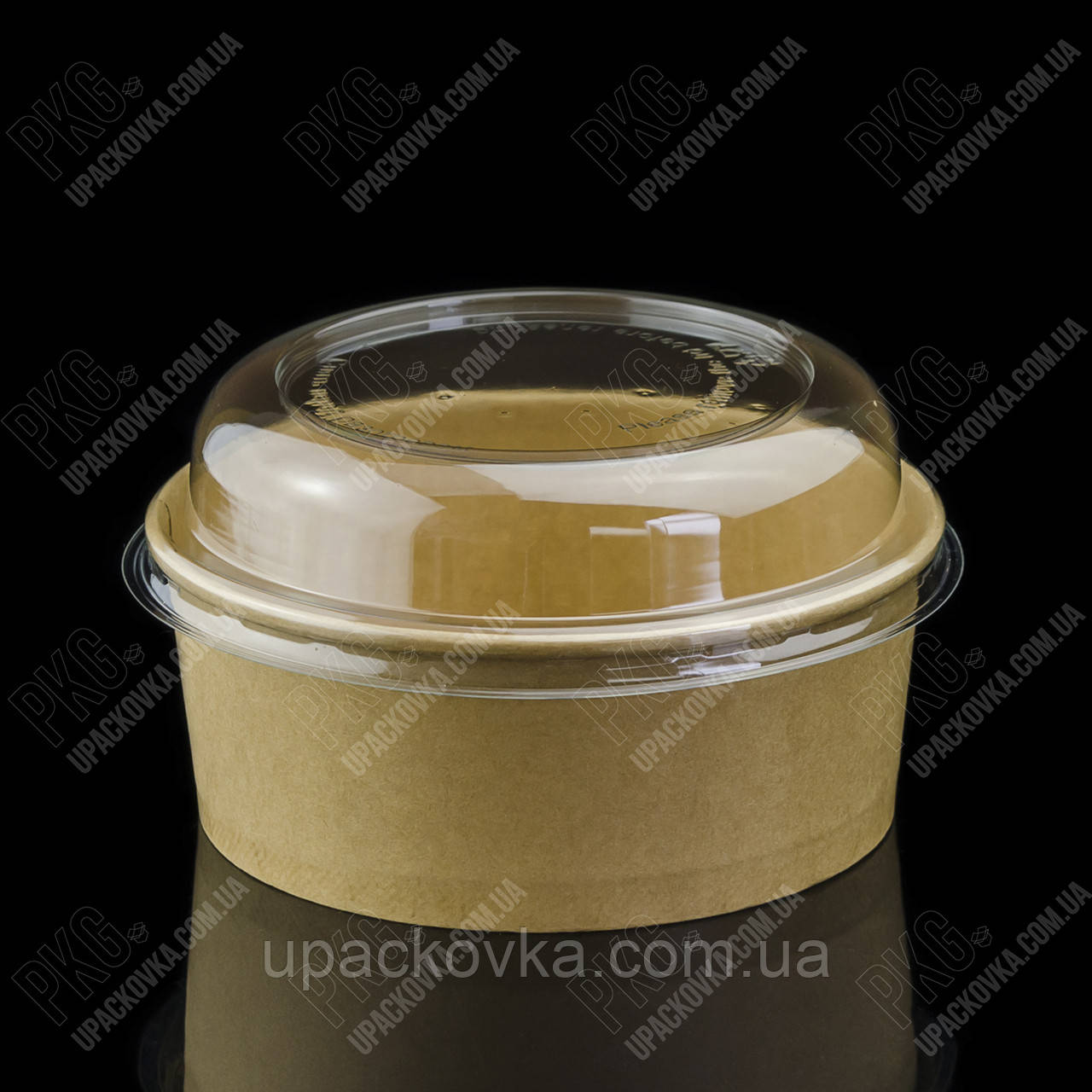 Упаковка для салату з паперу КРАФТ/КРАФТ 750 мл, d-150, h-56мм. 50шт/уп, 6уп/ящ.