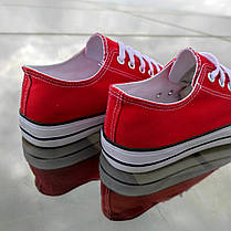 Червоні жіночі кеди конверси на білій підошві converse літні тканини, фото 5