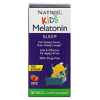 Детский мелатонин Natrol "Kids Melatonin Sleep" для детей со вкусом клубники, 1 мг (30 жевательных таблеток)