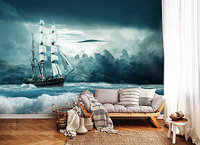 Флізелінові фото шпалери морська тематика 254 x 184 см Одинокий корабель в океані (13178V4)+клей
