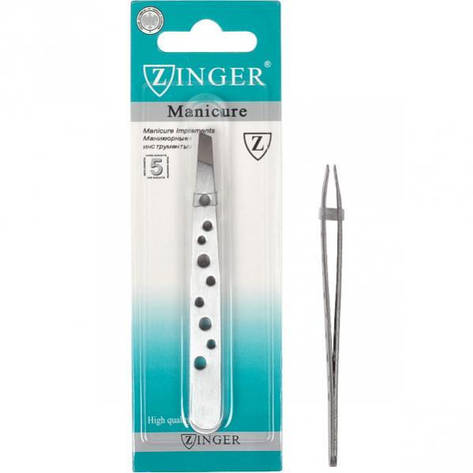 Пінцет скошений "Zingko Classic" сталь, з дірочками 9,5 см X1-14, фото 2