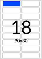 Самоклеящаяся бумага А4 (ПОЛУГЛЯНЕЦ) - 18 этикеток на листе. Размер: 90х30 мм.