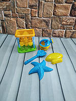 Набор пластиковый для игр в песочнице, лопатка, ведерко, грабельки, пасочки, машинка мельничка -2