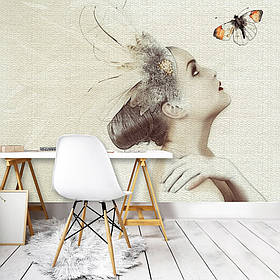 Флізелінові фото шпалери мистецтво 254 x 184 см Дівчата - Жінка з метеликом (13324V4)+клей
