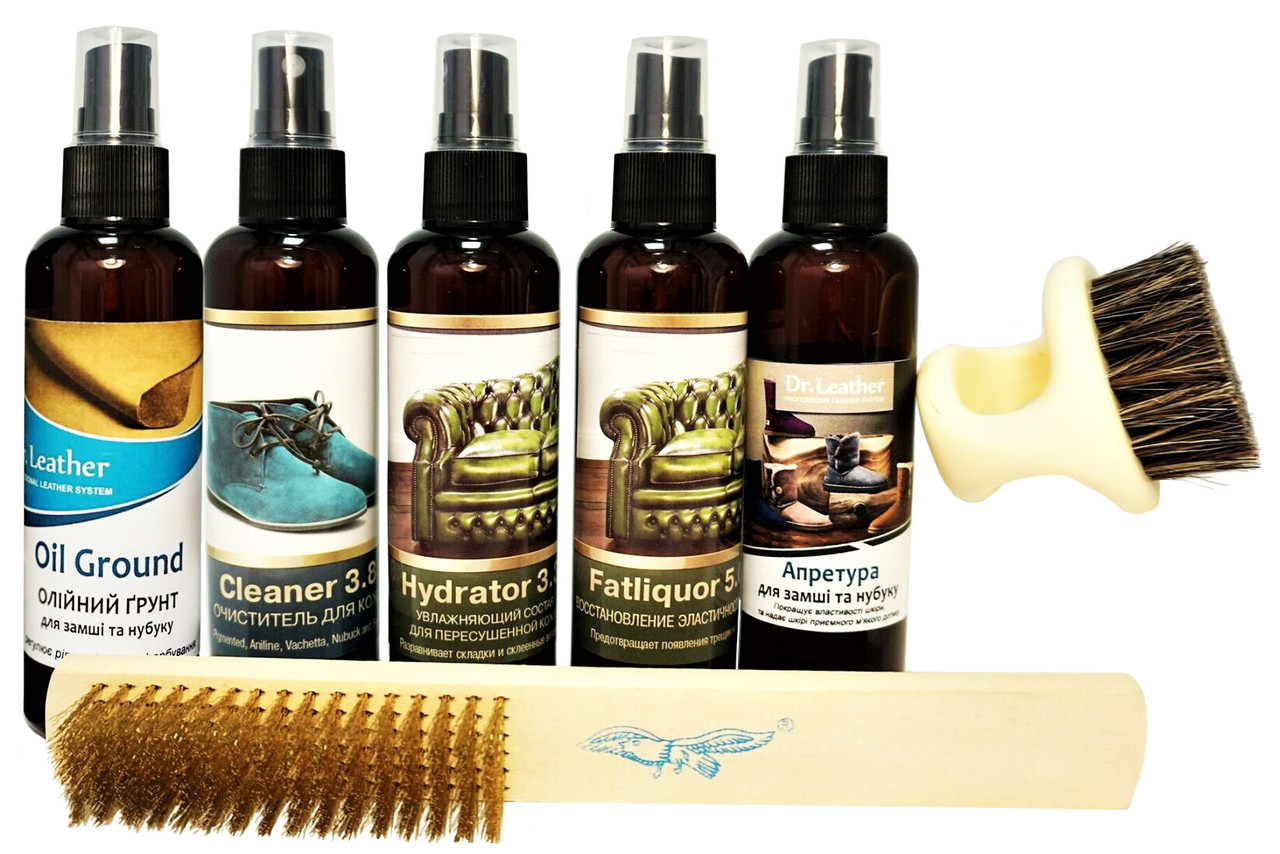 Набір для відновлення кольору та догляду за замшею та нубуком (з щіткою) 100мл, фото 1