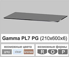 Полиця зі скла настінна навісна прямокутна Commus PL7 PG (210х600х6мм)