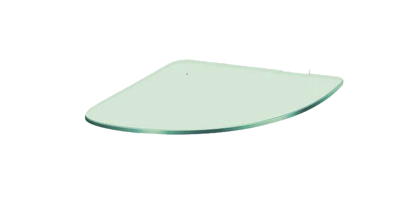Поличка скляна настінна навісна кутова радіусна COMMUS PL21 URС(350x350х6)