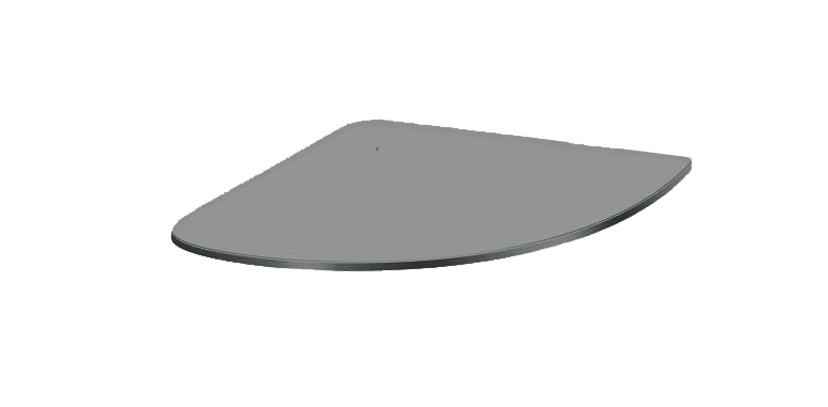 Скляна поличка в ванну настінна навісна кутова радіусна COMMUS PL20 URG(300x300х6)