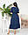 Плаття в горох із розрізом, мідідовжина. арт 423, колір синій, фото 4