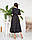 Плаття в горох із розрізом, мідідовжина. арт 423, колір чорний, фото 4