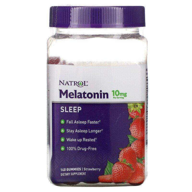 Мелатонін для нормалізації сну Natrol "Melatonin Sleep" зі смаком полуниці, 10 мг (140 жувальних мармеладок), фото 1