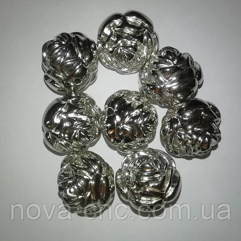 Намистини пластик "Роза" сріблястий металік 500 грам, фото 1