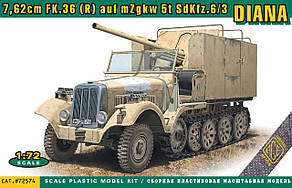 7,62cm FK.36 (R) auf mZgkw 5t. Збірна модель німецької 5-т. САУ "Діана" в масштабі 1/72. ACE 72574