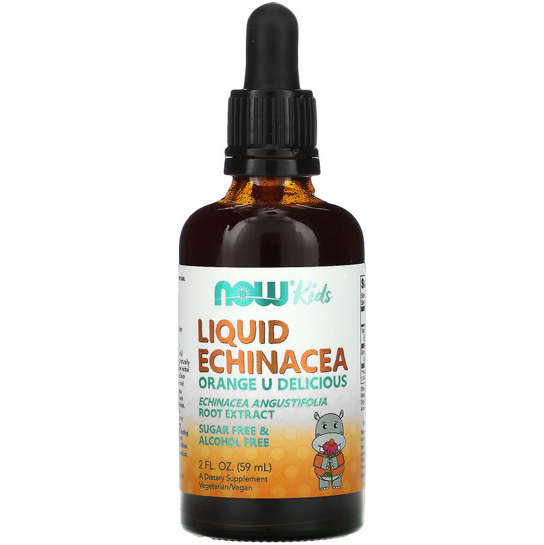 Рідка ехінацея для дітей NOW Foods, Kids "Liquid Echinacea" екстракт зі смаком апельсина, 15 мг (59 мл), фото 1