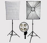 Набір постійного студійного світла Prolighting (50х70 см. софтбокси на 4 лампи Е27 + стійка 2.2 м.), фото 3