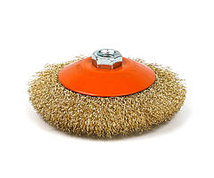 Щітка конусна 125 мм, для УШМ, М14, гофр. пров., латунована Polax (54-169)