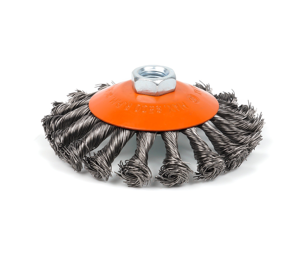 Щітка конусна 115 мм, для УШМ, М14, кручений дріт Polax (54-165), фото 1