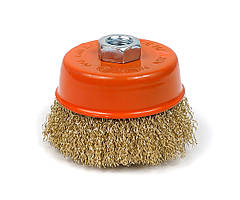 Щітка чашкова 85 мм, для УШМ, М14, гофр. пров., латунована Polax (54-156)