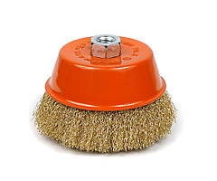 Щітка чашкова 125 мм, для УШМ, М14, гофр. пров., латунована Polax (54-158)