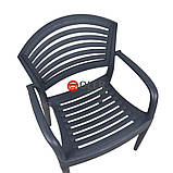 Крісло садове COMO антрацит 110кг Крісло пластикове Крісло для саду Стул пластиковый Кресло садовое Стульчик, фото 2