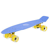 Скейт пенни борд со светящимися колесами Penny Board Fish 405-10: голубой/желтый