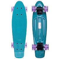 Скейт пенни борд со светящимися колесами Penny Board Fish 405-11: голубой/фиолетовый