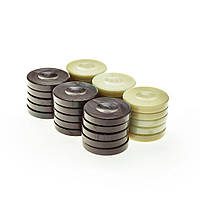 PR1BRO фішки для гри у нарди "Manopoulos" Brown & Ivory Colour , D36x6mm, 30шт, вес 400г