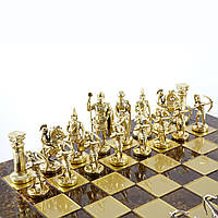 S10BRO шахи "Manopoulos", "Лучники", латунь, у дерев'яному футлярі, коричневі, 44х44см, 8 кг