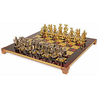 S12RED шахи "Manopoulos", "Мушкетери", латунь, у дерев'яному футлярі, червоні, 44х44см, 8,4 кг