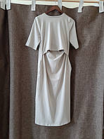 Сукня жіноча для годування з секретом з подвійним передом бавовняна трикотажна з кишенями однотонна 38, Бежевий