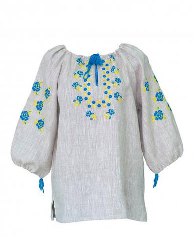 Вишиванка жіноча  сірий льон, Троянда, фото 1