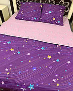 Постільна білизна Королева Ночі (Бязь) | Двоспальний комплект | 50х70 | Зірки на фіолетовому, фото 3