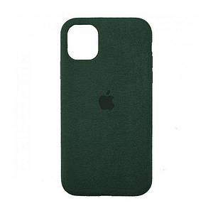 Чехол накладка для iPhone 12/12 Pro Alcantara Full forest green