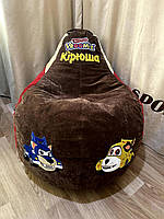 Крісло-мішок груша sportkreslo Вруміз з ім'ям Кьору 110*130 см велюр коричневий