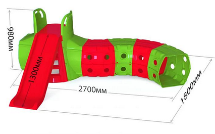 Гірка дитяча для катання, з тунелем.Горка для малюків Зелений