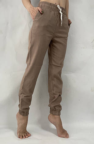 БАТАЛЬНІ жіночі літні штани, No 123 ЛЕН беж No1, фото 2