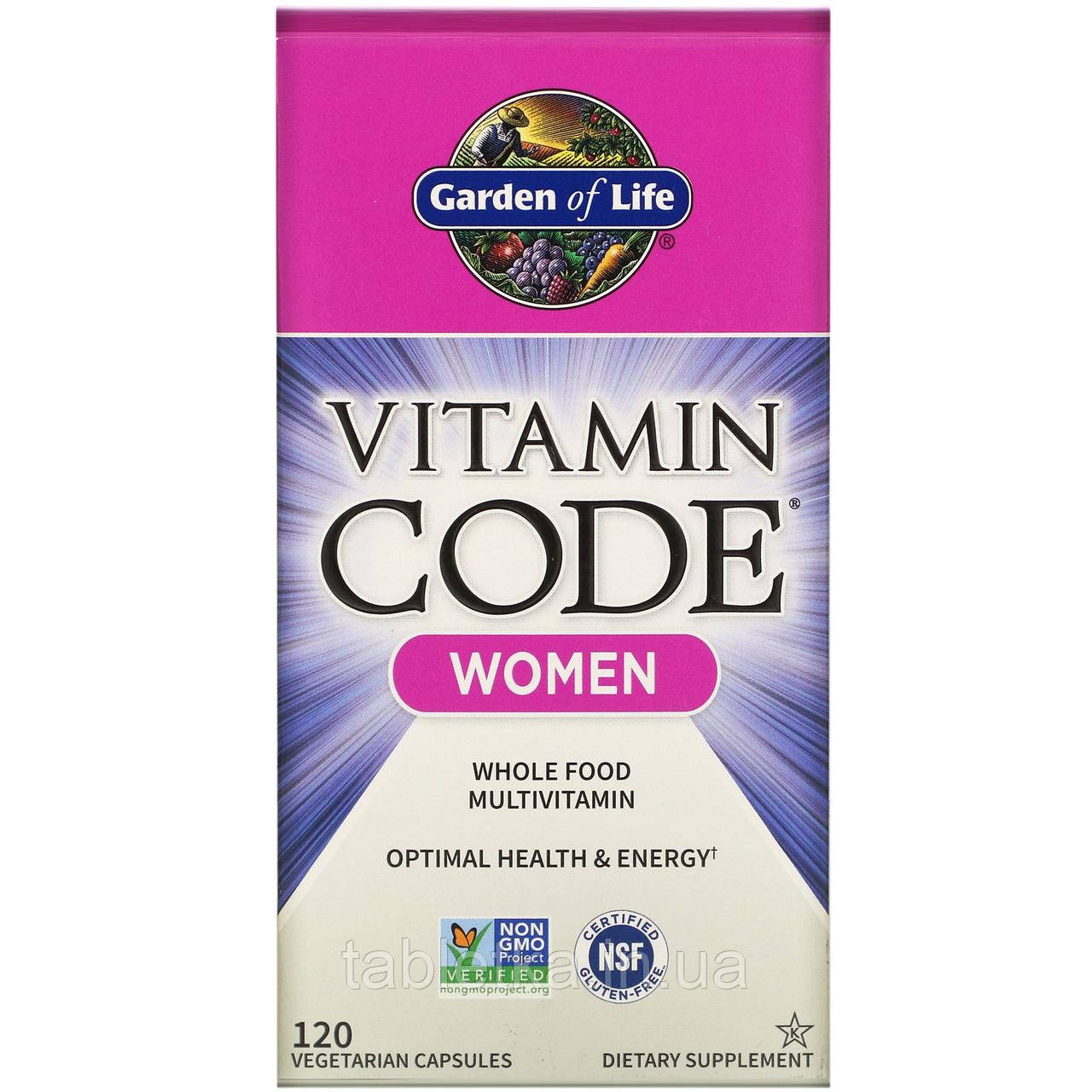 Garden of Life, Vitamin Code, мультивітаміни з цільних продуктів для жінок, 120 капсул вегетаріанських